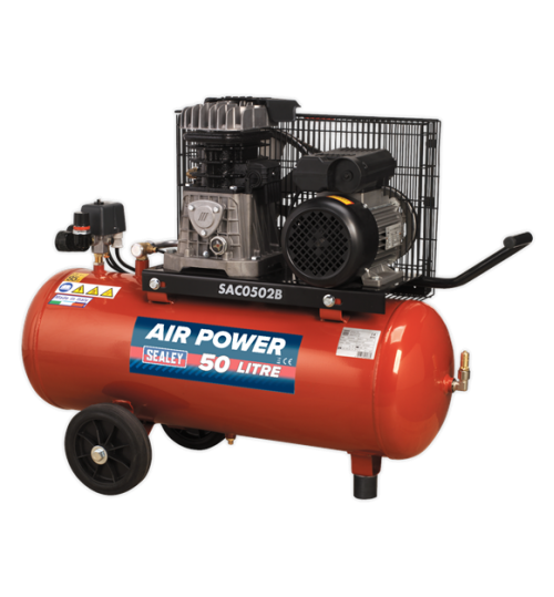 50L Belt Drive Air Compressor 2hp with Cast Cylinders & Wheels